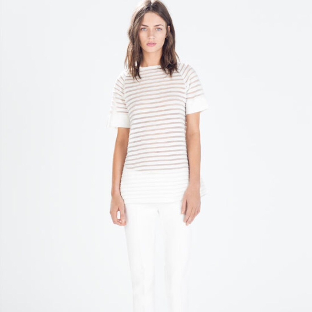 Zara white striped shirt Size S